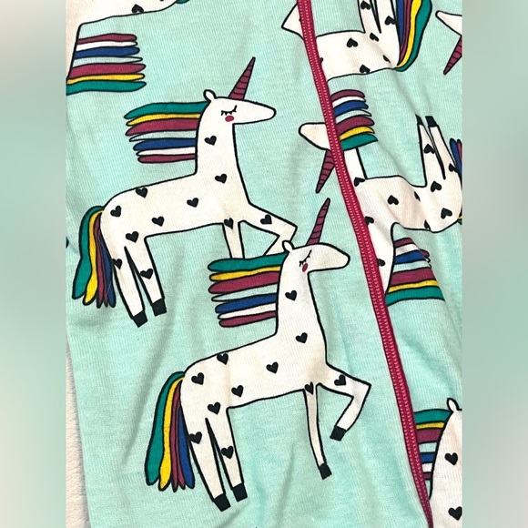 Lamaze Organic 2 PAIRS of Aqua & Pink Unicorn Print Footless Pajamas 18 Months - Picture 13 of 15